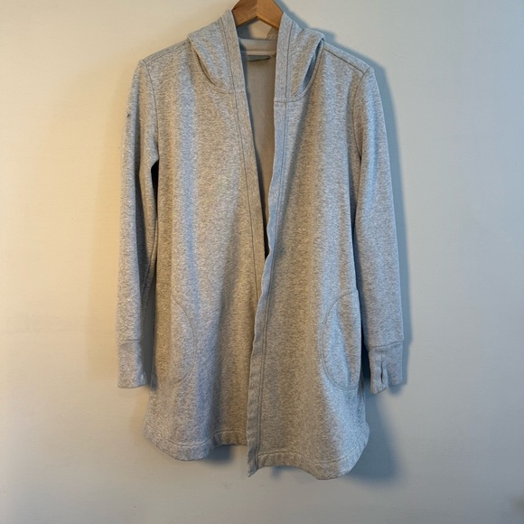 Athleta Light Gray Long Sweatshirt Cardigan, Size S - Picture 1 of 8